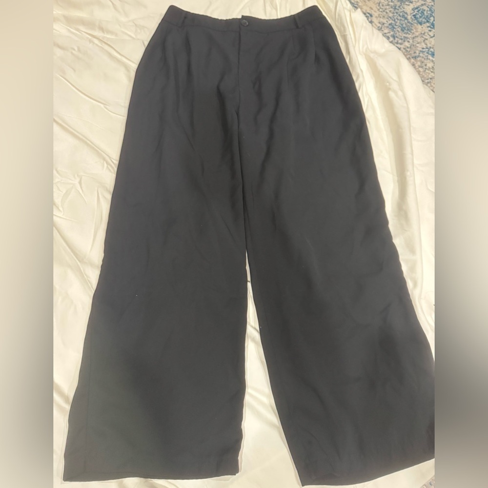 Wide leg work black pants